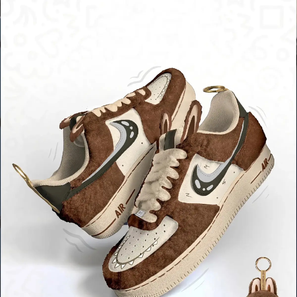 Labubu Spersonalizowane Nike Air Force 1 z indywidualnym motywem postaci